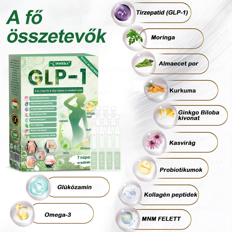 🏥DOOEKA® GLP-1 8 az 1-ben Fit & Vital Szájon át szedhető oldat – Napi egyszer, 7 nap alatt látható változás / Elhízás, szív- és érrendszeri egészség, cukorbetegség, alvási apnoe, bélrendszer egészsége, ízületi problémák és még sok más esetén