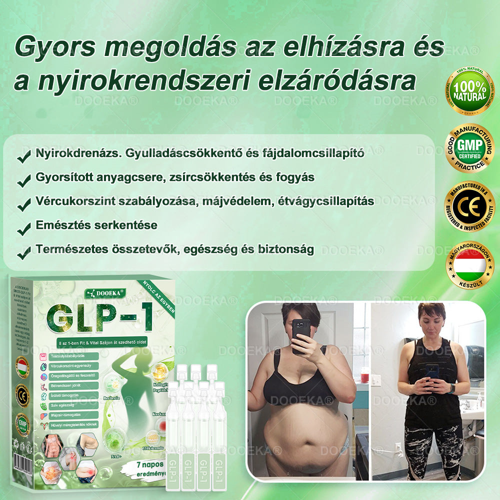 🏥DOOEKA® GLP-1 8 az 1-ben Fit & Vital Szájon át szedhető oldat – Napi egyszer, 7 nap alatt látható változás / Elhízás, szív- és érrendszeri egészség, cukorbetegség, alvási apnoe, bélrendszer egészsége, ízületi problémák és még sok más esetén